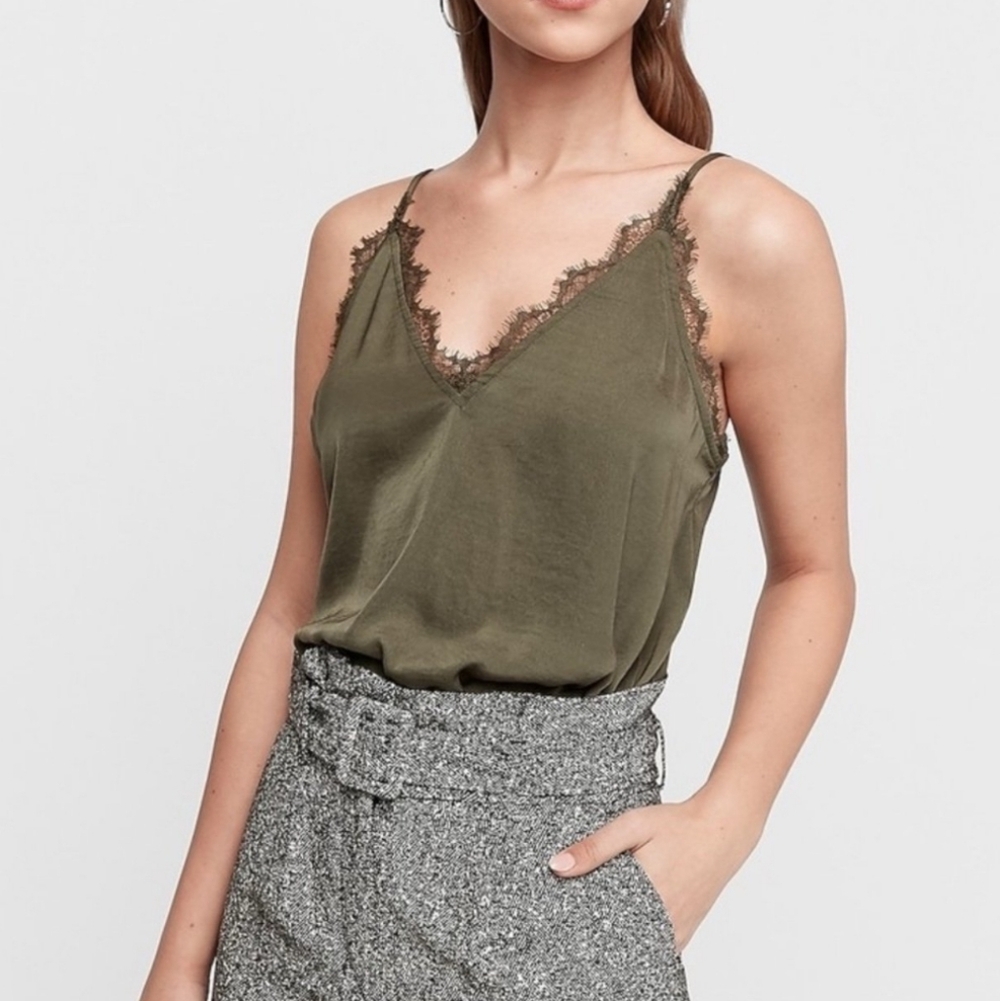 Express | Olive Green Lace Cami Top